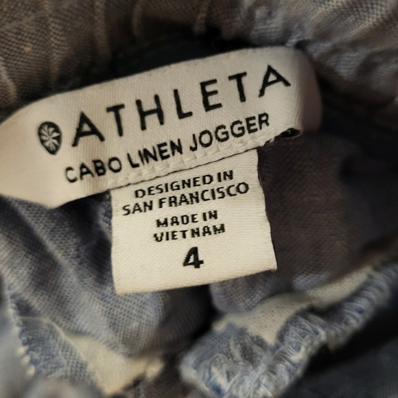 Athleta Cabo 100% Linen Jogger Chambray Blue Size 4 - Picture 5 of 11